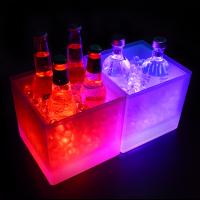 China Modern Square LED Ice Bucket ,  Double Layer Light Up Champagne Bucket Transparent factory
