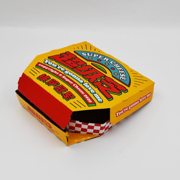 Quality E Flute Pizza Delivery box Corrugated Pizza Box Cmyk Custom Printed Tailored foold delivery box for sale