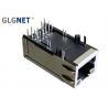 China 10 Gigabit Ethernet Rj45 Low Profile Connector Right Angle With LED EMI Tabs factory
