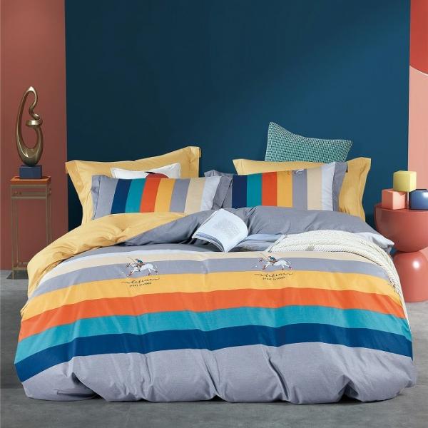 Quality Double 100 Percent Cotton Bedding Set 200TC Stripe Duvet Cover Set for sale
