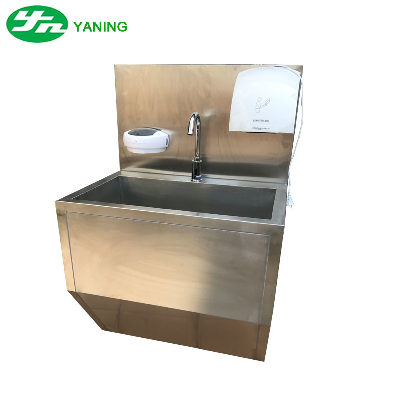 China One Person Stainless Steel Medical Hand Wash Sink With Hand Dryer For Food Industry factory