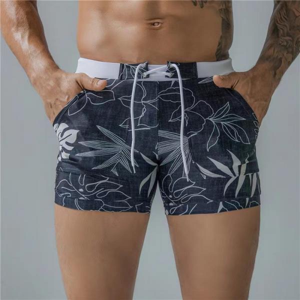 Quality Plus Size Mens Swimming Trunks Boxer Printed Five Point Plus Size Mens Swimsuits for sale