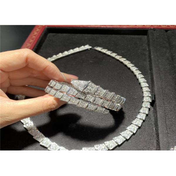 Quality a fine jewelry brand Custom 18K White Gold Necklace / Bracelet / Earrings With Genuine Diamonds for sale