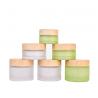 China Glass Round Empty Cosmetic Jars Natural Bamboo Cosmetic  Container Packaging factory