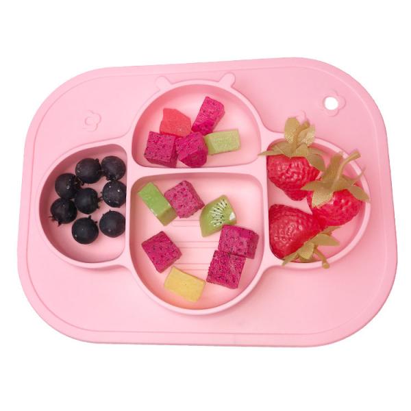 Quality Non Toxic Silicone Baby Tray Bee Shape BPA Free Divided Suction Plate Customized for sale