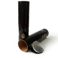 China Black Mailing Paper Tube packaging For Map / Documents With Plastic PP Lid factory