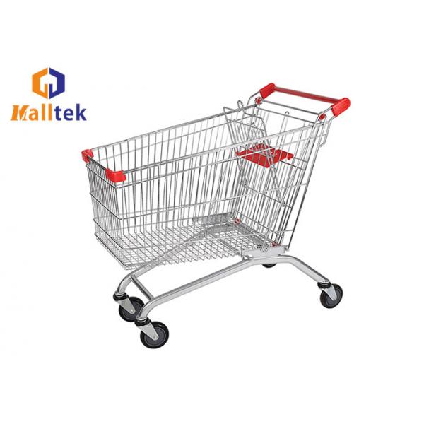Quality Power Coated European Style Small Grocery Shopping Carts Custom Logo Printing for sale