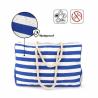 China Striped Cute Fabric Canvas Tote Beach Bag Waterproof For Girls Ladies factory