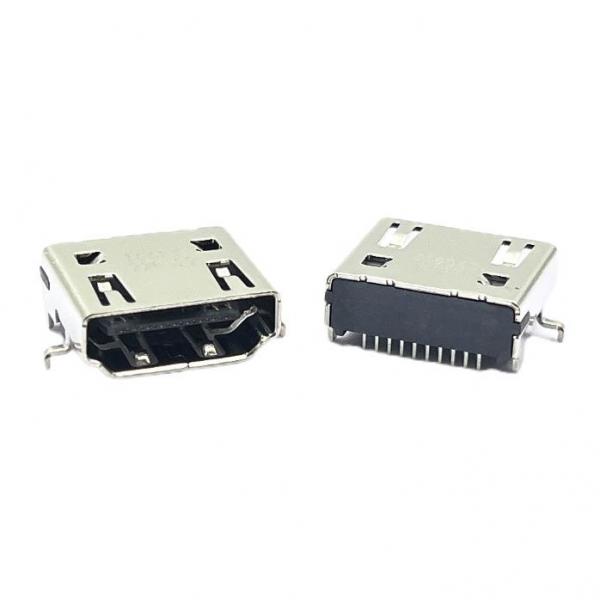Quality DIP Mini HDMI 2.1 Socket Connector AF 19Pin Std Panel Grd Flange CH2.40mm for sale