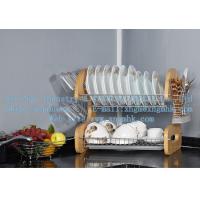 China Wooden dish rack, stainless steel dish rack, kitchen utensils dish rack, drain bowl rack for sale