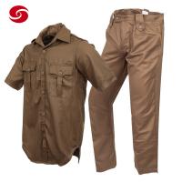 China Summer Brown Short Sleeve Military Police Uniform Police Officer Bush Shirt factory