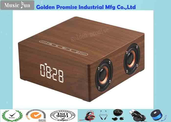 China 3600mA Battery Wooden Bluetooth Speaker And Alarm Clock AUX Input for sale