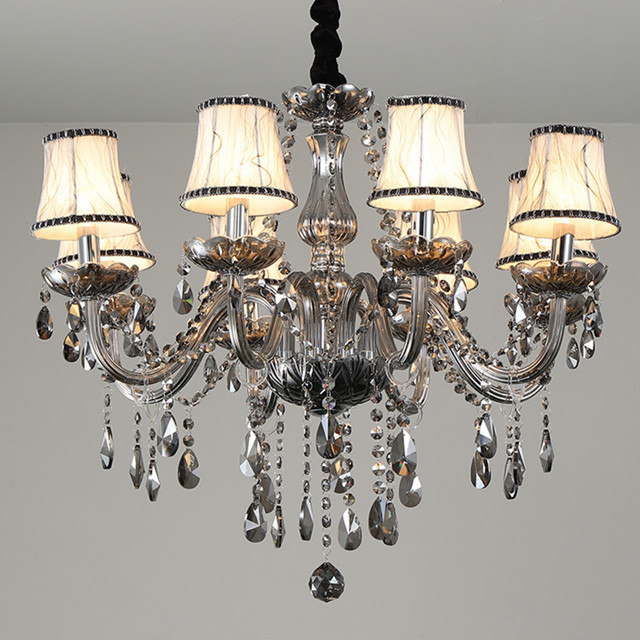 Quality Contemporary E14 Lampholder 240V Silver Luxury Crystal Candle Chandelier for sale