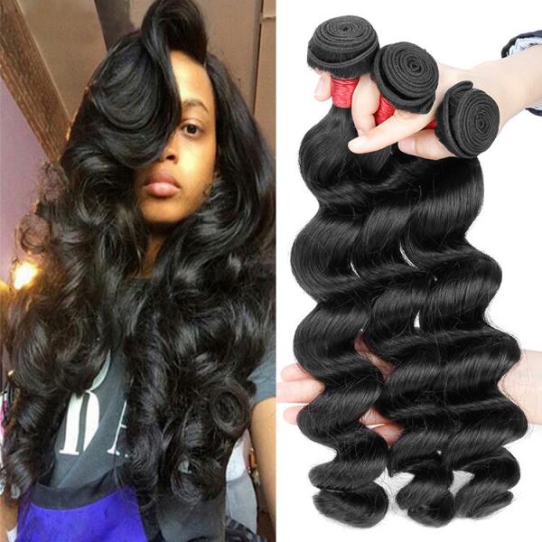Quality Pure Color Peruvian Human Hair Bundles No Shedding Peruvian Loose Wave Hair 3.5OZ Weight for sale