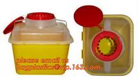 China Hospital Medical Waste Box Disposable Plastic Sharp Container,yellow round shape 0.8L 2L 4L 6L bio medical waste bin squ factory