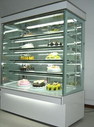 Quality White Color Cake Display Cooler Canbinet With Glasses Door Digital Thermostat for sale