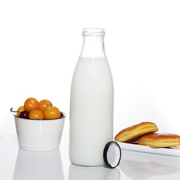 Quality 200ml 500ml Refillable Glass Milk Bottles Jars In Bulk For Strawberry Milk for sale