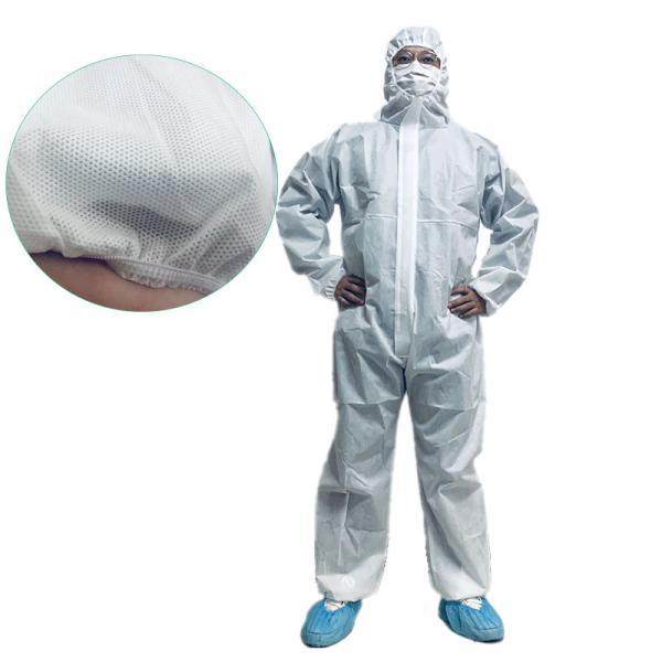 Quality 50gsm White Type 5 6 Disposable Coveralls SMS Overall Radioactive Particles Resistant for sale
