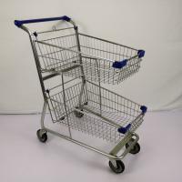 Quality Double Layer Shopping Basket Trolley Zinc Powder Coated Supermarket Shopping for sale