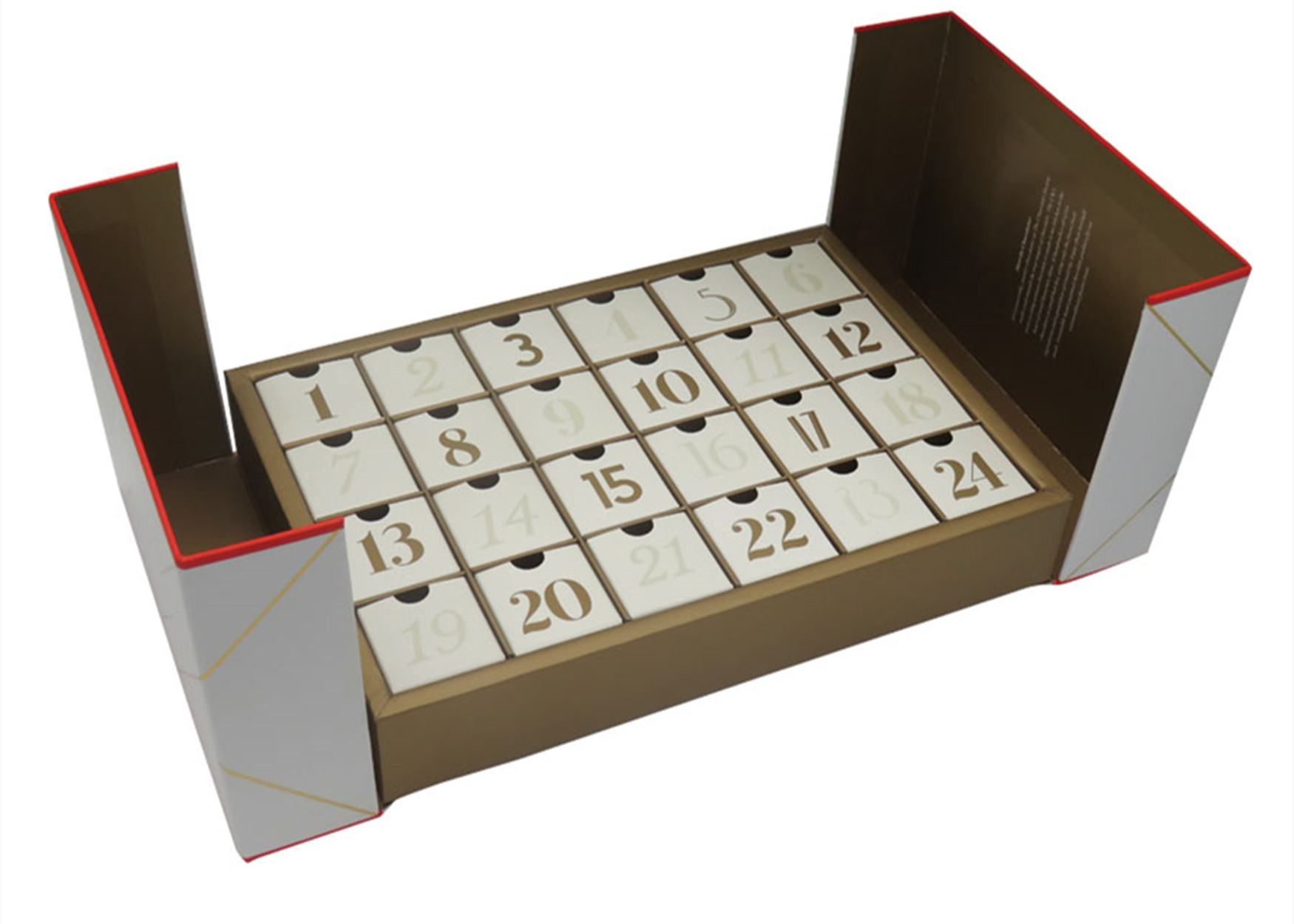 China Large Luxury Packaging Boxes Brand Packaging , Advent Calendar Box With Drawers 2 Open Flaps factory