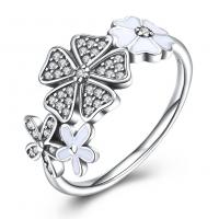 China Rose Ring Sterling Silver Rose Flower Heart Ring Adjustable Open Ring Love Jewelry Bands Promise Ring Gift For Women factory