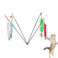China Fashion Interactive Cat Toys Soft Plush Feathers Stick Long Tail Educational Cat Toys factory