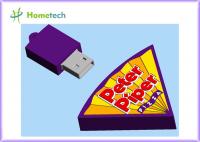 China 4GB Pizza Customized USB Flash Drive , 2GB Soft Rubber Cartoon USB Memory Key factory