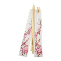 China Eco Friendly SGS Round Bamboo Chopsticks Printed Sleeves Disposable factory