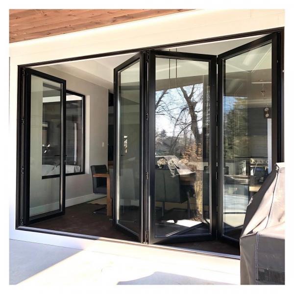Quality Thermal Break aluminium glass folding doors Vertical Anodized Powder Coated for sale