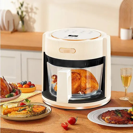 Quality 4.5L Visible Glass Digital Smart Fryer 1200w Air Fryer Oil Free for sale