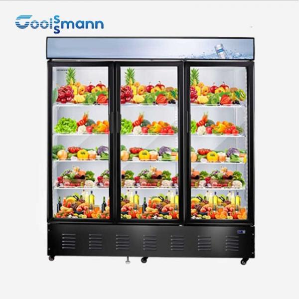 Quality Three Layer Glass Door Freezer Hollow Tempered Coated Heating Front Freezer 1305L for sale