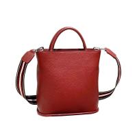 China Red Ladies Genuine Leather Tote Handbags Shoulder Bags Large Capacity for sale