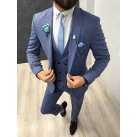 Quality 70% Wool 30% Poly Blue Groom Tuxedo Suit For Wedding for sale