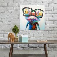 China Hand Painted Oil Painting Pop Frog with Glasses on Canvas Wall Art 3D Abstract Canvas factory