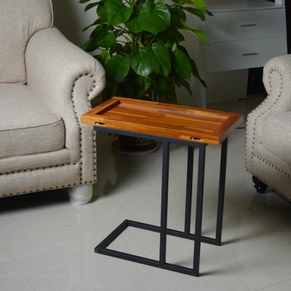 Quality Living Room Metal Stand 58cm Height Solid Wood Chairside Table for sale