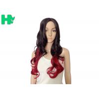 China Sexy Fascinating Long Synthetic Wigs Mixed Red Wig 22 Inches , Long Wavy Hair Style factory