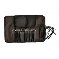 China Retro Makeup Brush Roll-up bag With Belt Strap PU Cosmetic Pen Pencil Case Bag for sale