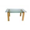 China Solid Wood Frame 2 Layer 10mm Tempered Glass Top Dining Table factory