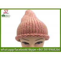 China Chinese manufactuer winter knitting hat  cap with brim beanie 100g 23*27cm 100%Acrylic keep warm factory