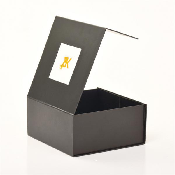 Quality Custom Black Paper Rigid Cardboard Box With Clear PVC Window for sale