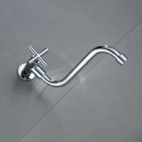 China Cross Handle Wall Mounted Kitchen Faucet Cold Only Brass Cartridge In Chrome factory