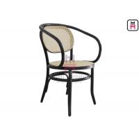 Quality Natural Rattan Dining Chairs Black Benchwood Armrest Cane Dining Chair for sale