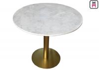 China Marmo Calacatta Marble Table With Brushed Gold Stainless Steel Base For Restaurant / Hotel factory