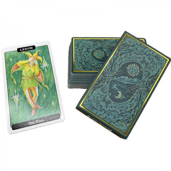 Quality 63*88mm Printable Tarot Cards matt green color round corner for sale