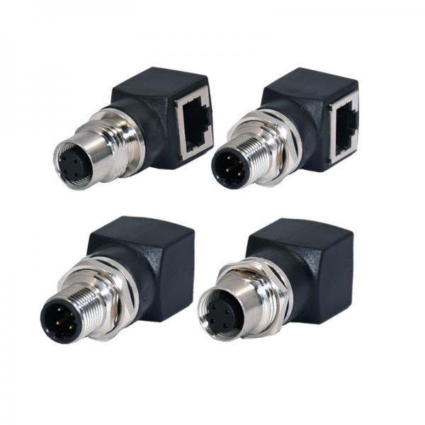 Quality M12 A Coded Male Waterproof Connector 4pins To RJ45 Jacket Adapter Sensor for sale