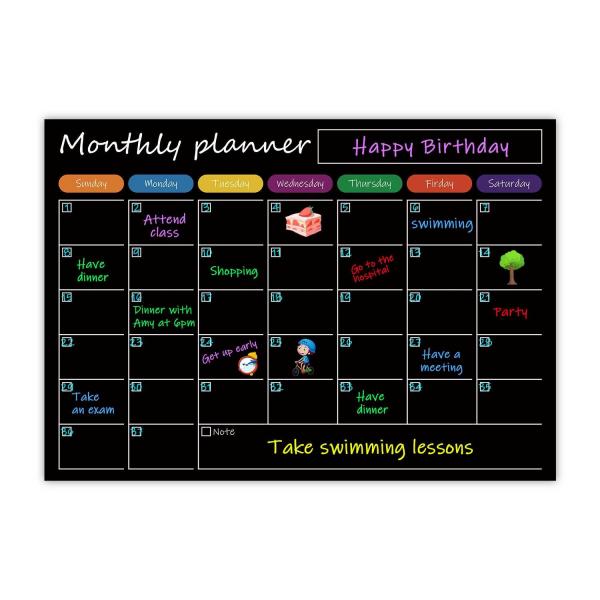 Quality Printable Magnetic Calendar Planner Black Magnetic Fridge Monthly Planner Calendar for sale