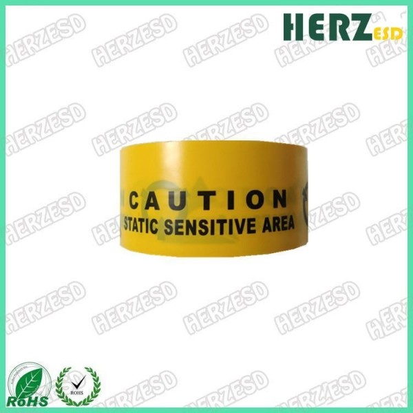 Quality PVC / PE Material ESD Warning Tape / ESD Caution Tape Yellow Color With Black Printing for sale