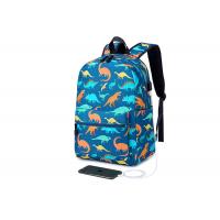China Blue Dinosaur Polyester Lining Kids School Backpack Waterproof Lightweight for sale