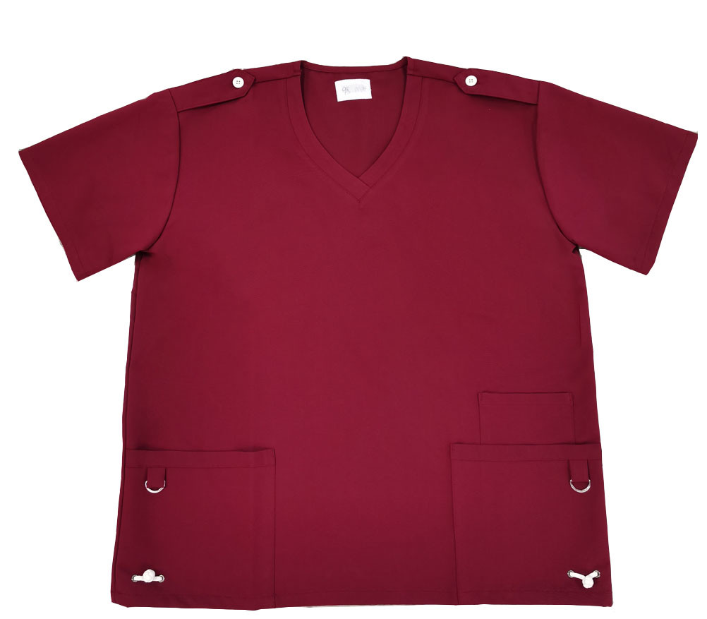 China 155 GSM LOGO Customized Dull Red Working Clothes For Nurses Doctors Antimicrobial Wrinkle-free factory
