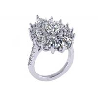 Quality 1.5ct 49pcs Classic Halo Diamond Engagement Ring White Gold Color Plated ODM for sale